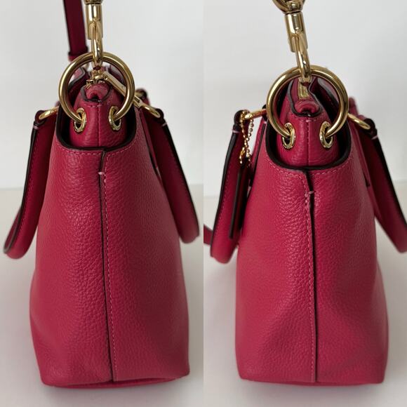 Coach Remi Satchel Pink Pebbled Leather Crossbody Shoulder Handbag 1317 - Picture 7 of 14